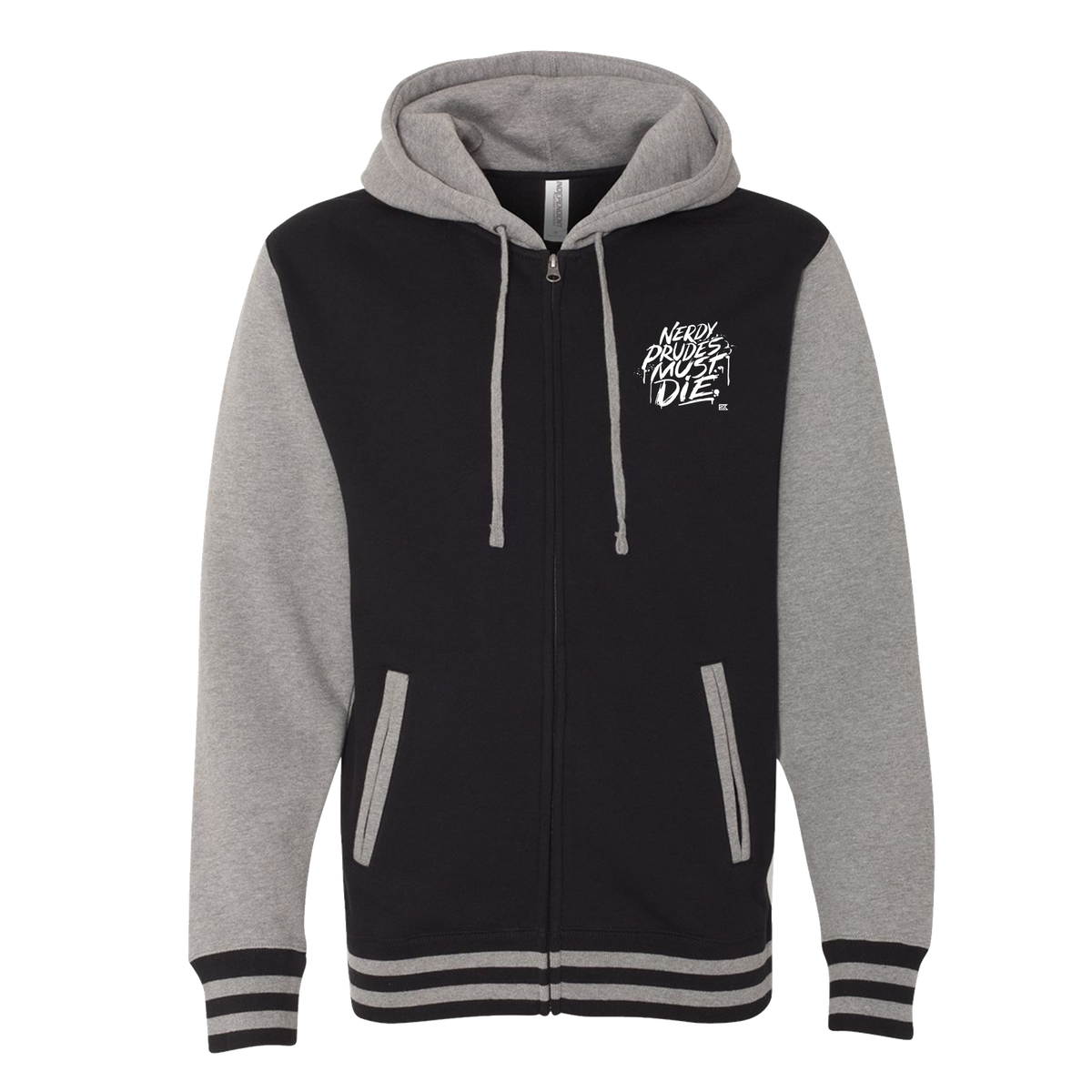 Nerdy Prudes Must Die Hatchefield Varsity Zip Hoodie