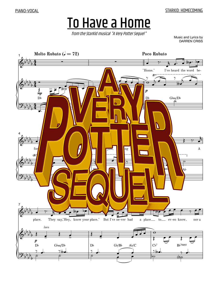 A Very Potter Sequel - Sheet Music - To Have A Home