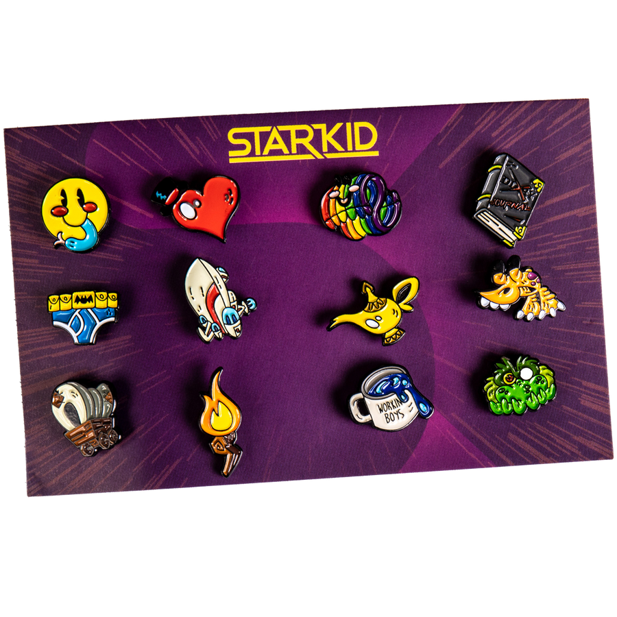 Wiggly and Other Icons Enamel Pin Pack