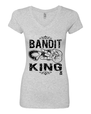 Sporty Girls V Neck Grey StarKid Trail To Oregon Bandit King T-shirt